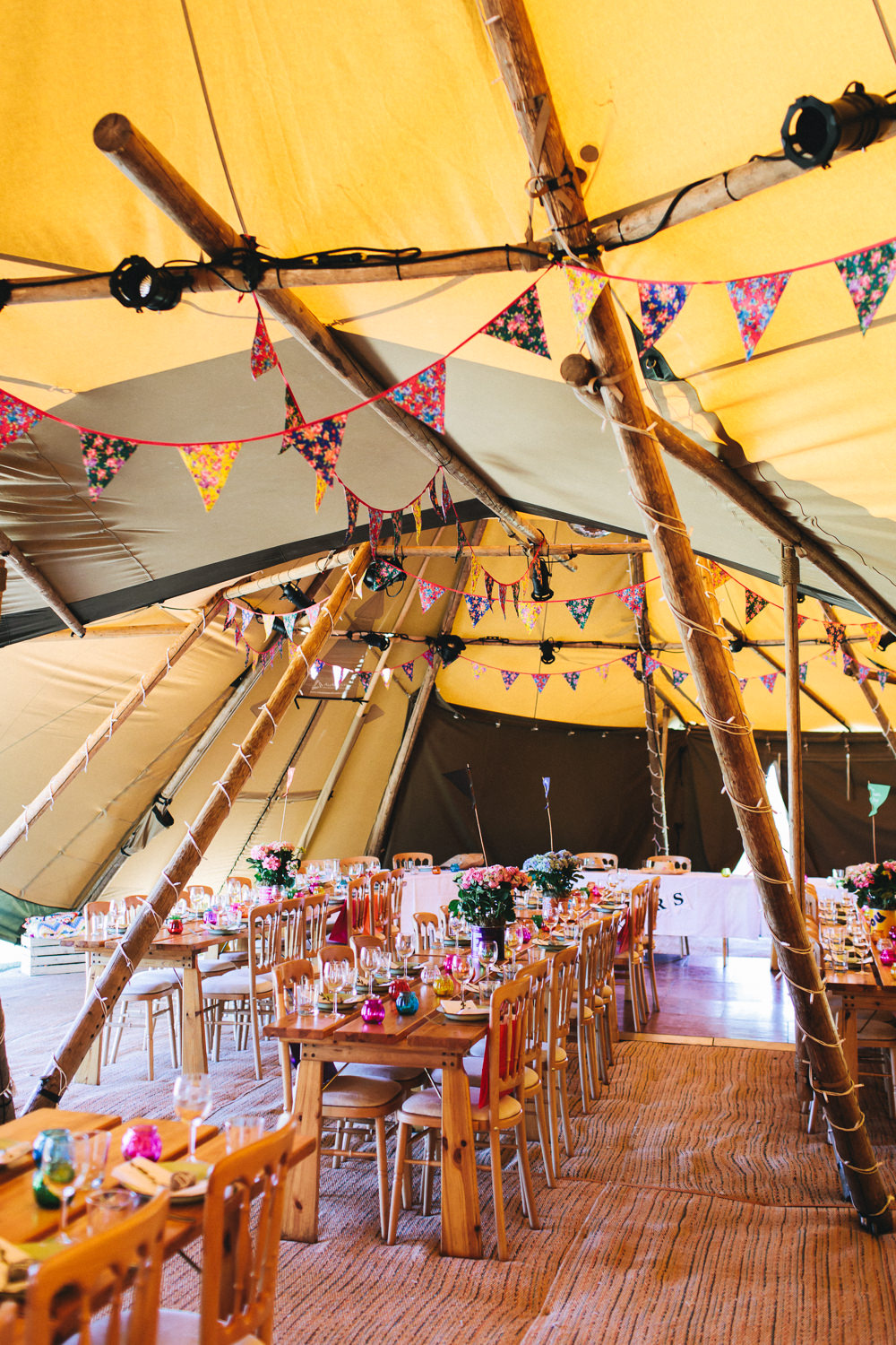 Tipi Festival Bunting Bach Wen Farm Wedding Jessica O'Shaughnessy Photography