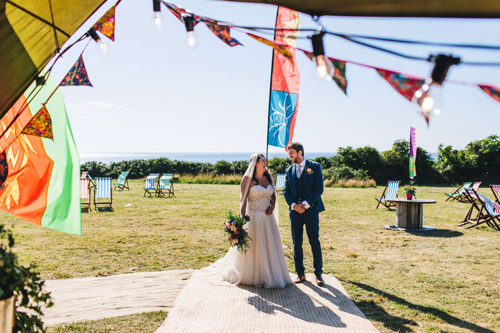 Bride Bridal Separates Sweetheart Neckline Strapless Tulle Floor Length Veil Three Piece Waistcoat Groom Bach Wen Farm Wedding Jessica O'Shaughnessy Photography
