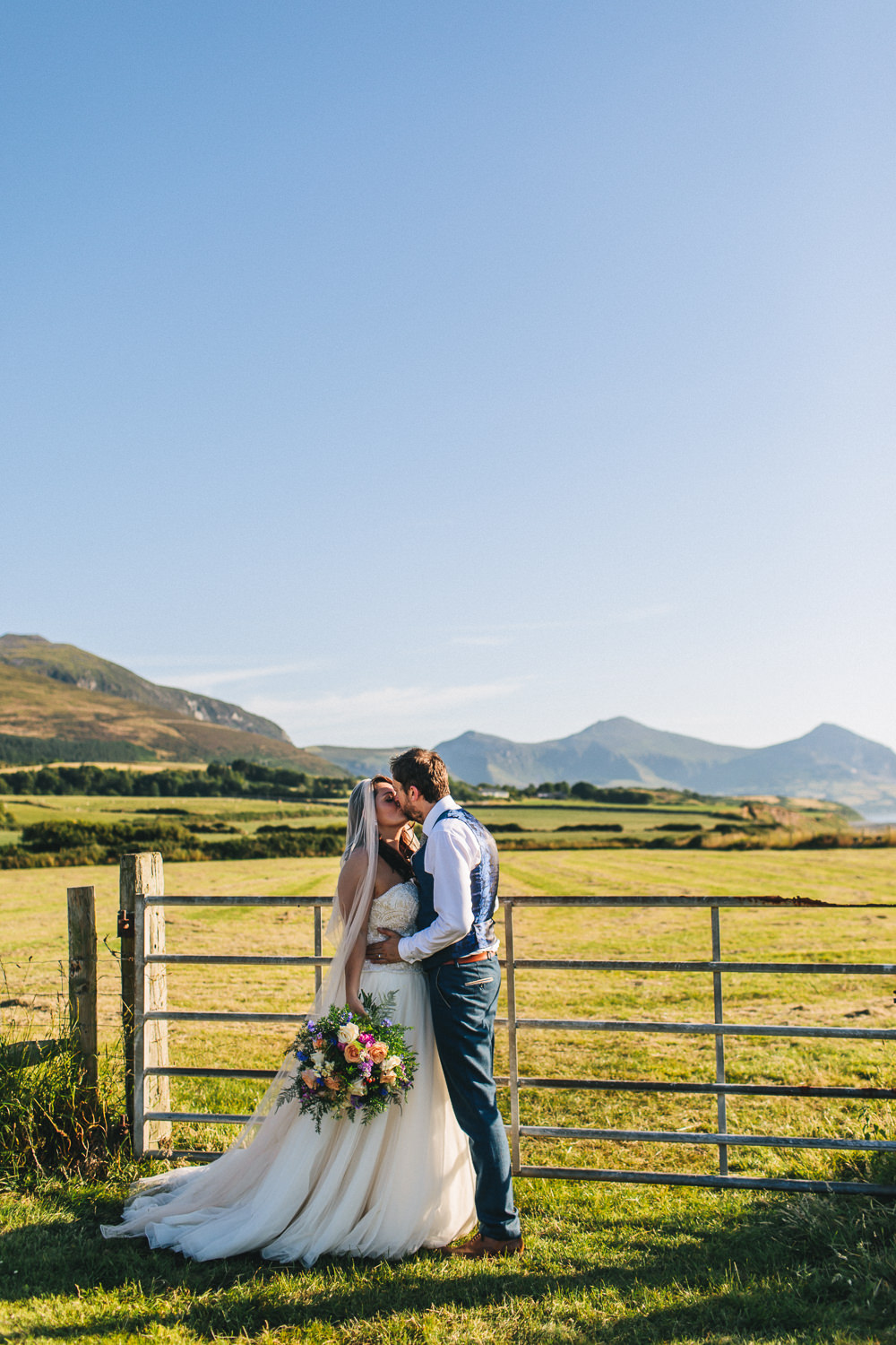 Bride Bridal Separates Sweetheart Neckline Strapless Tulle Floor Length Veil Three Piece Waistcoat Groom Bach Wen Farm Wedding Jessica O'Shaughnessy Photography