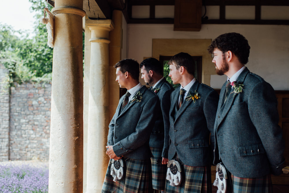 Groom Kilt Jacket Tie Groomsmen Tartan Barley Wood House Wedding The Shannons Photography