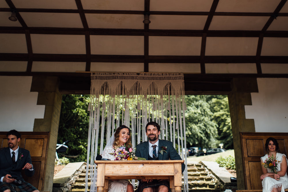 Macrame Backdrop Ceremony Barley Wood House Wedding The Shannons Photography