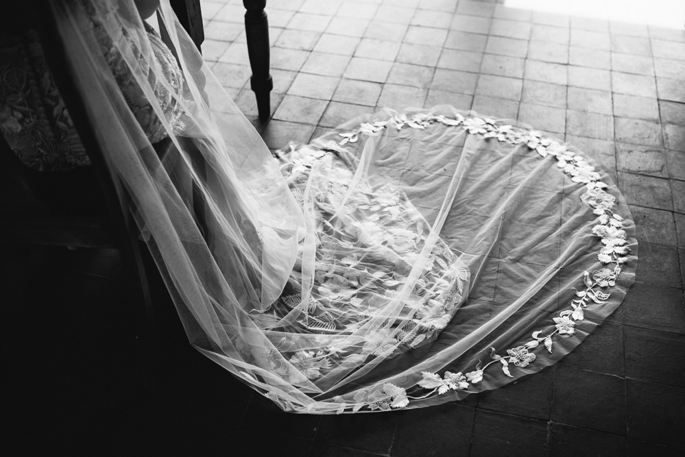 Dress Gown Bride Bridal Cap Sleeves Embroidered Personalised Floral Applique Hermione de Paula Train Veil Barley Wood House Wedding The Shannons Photography
