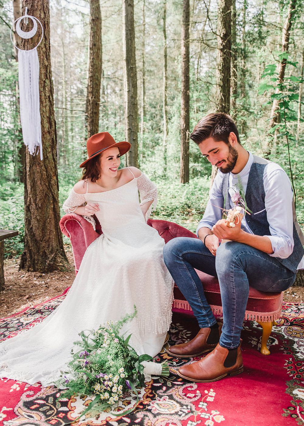 Persian Rug Outdoor Furniture Sofa Seating Boho Woodland Wedding Ideas Camp Katur Emily Olivia Photography
