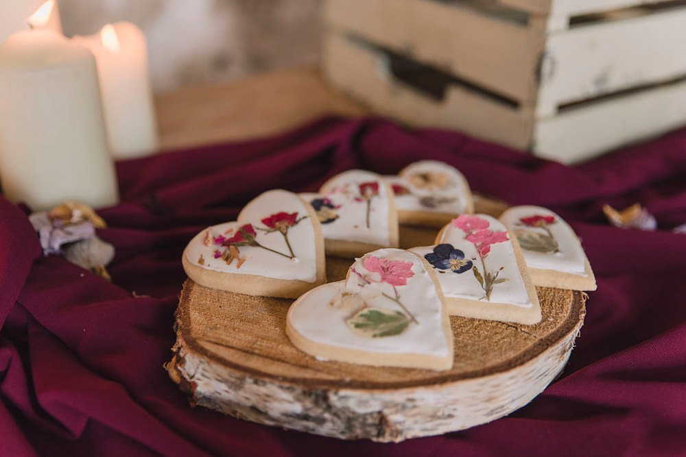 Heart Cookies Flowers Boho Woodland Wedding Ideas Camp Katur Emily Olivia Photography
