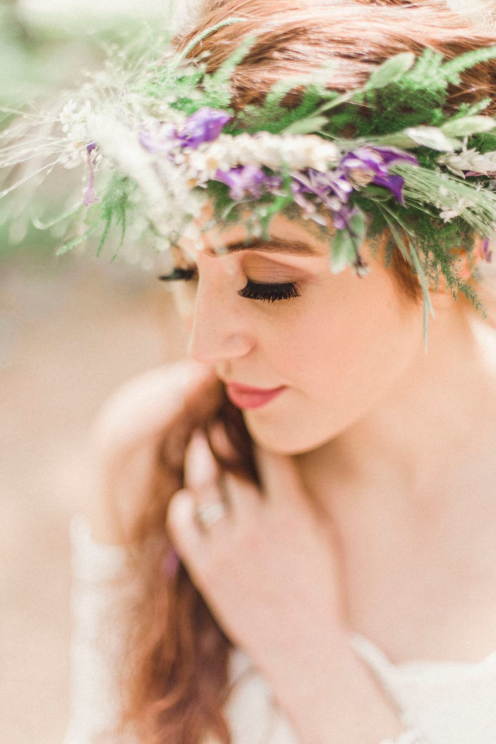 Flower Crown Bride Bridal Greenery Foliage Boho Woodland Wedding Ideas Camp Katur Emily Olivia Photography