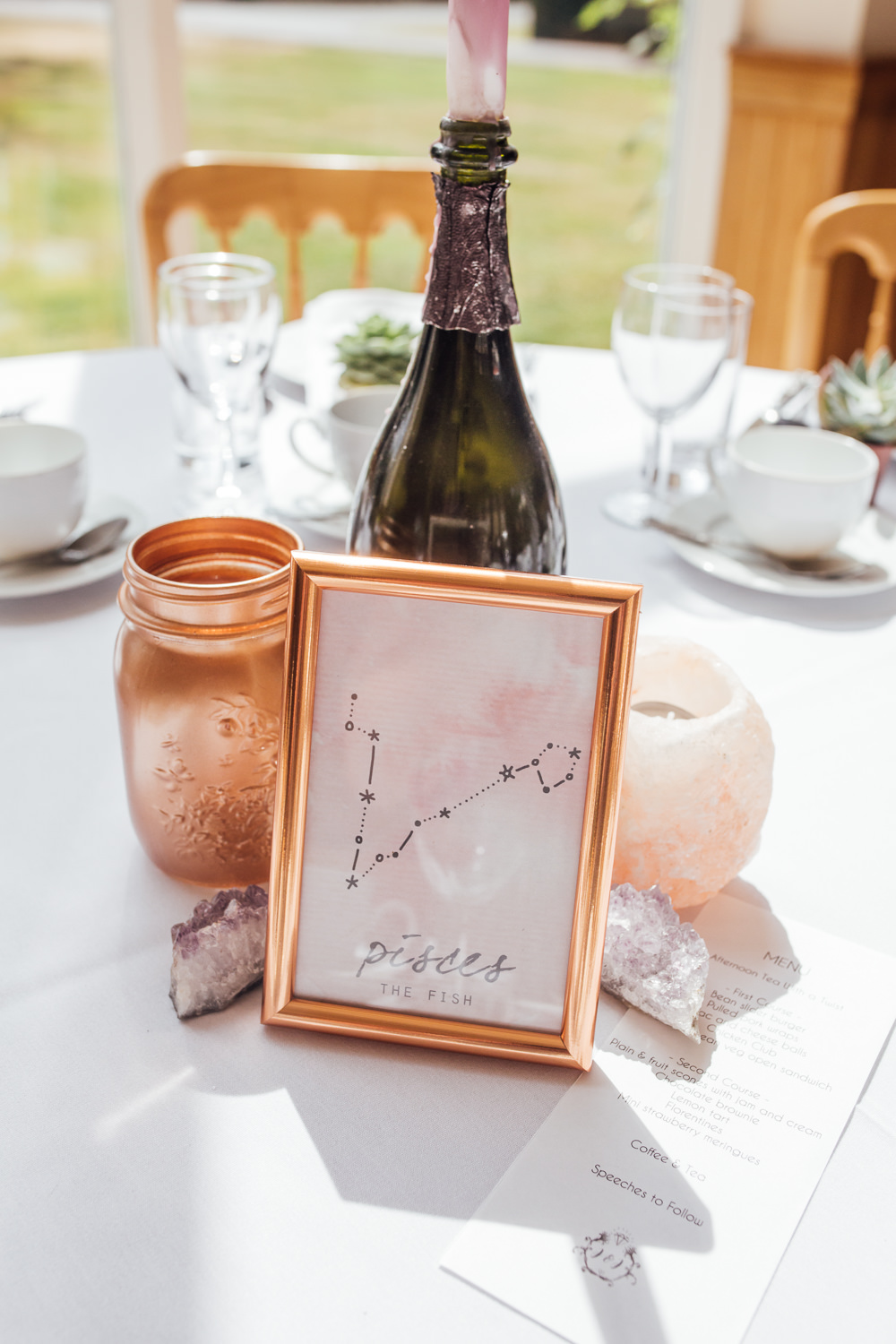 Table Name Number Constellation Copper Centre Celestial Country Wedding Florence Fox Photography