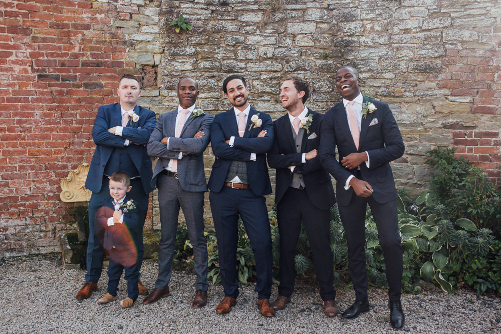 Mismatched Groomsmen Navy Blue Suits Page Boy Celestial Country Wedding Florence Fox Photography