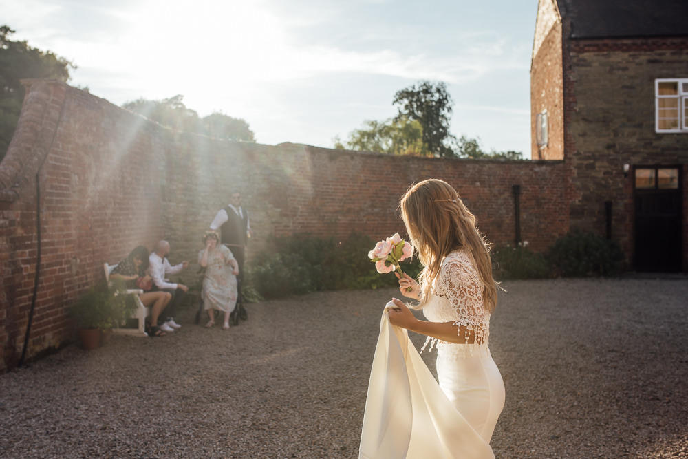 Bride Bridal Separates Skirt Top Lace Fishtail Sleeves Celestial Country Wedding Florence Fox Photography