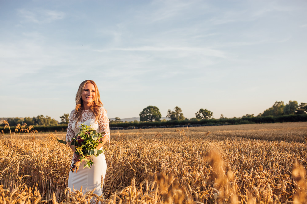 Bride Bridal Separates Skirt Top Lace Fishtail Sleeves Foliage Bouquet Celestial Country Wedding Florence Fox Photography