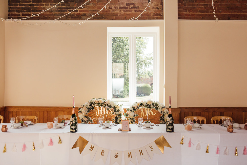Top Table Mr & Mrs Bunting Tassels Floral Garland Celestial Country Wedding Florence Fox Photography