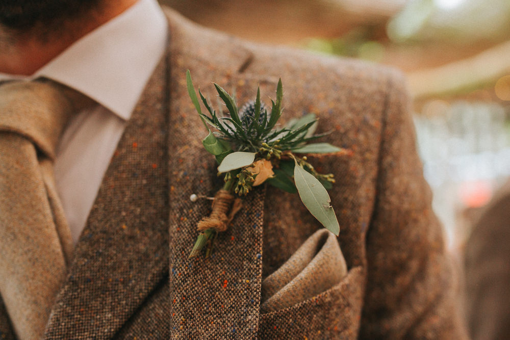 Buttonhole Flowers Groom Thistle Crab Lobster Wedding A Little Picture