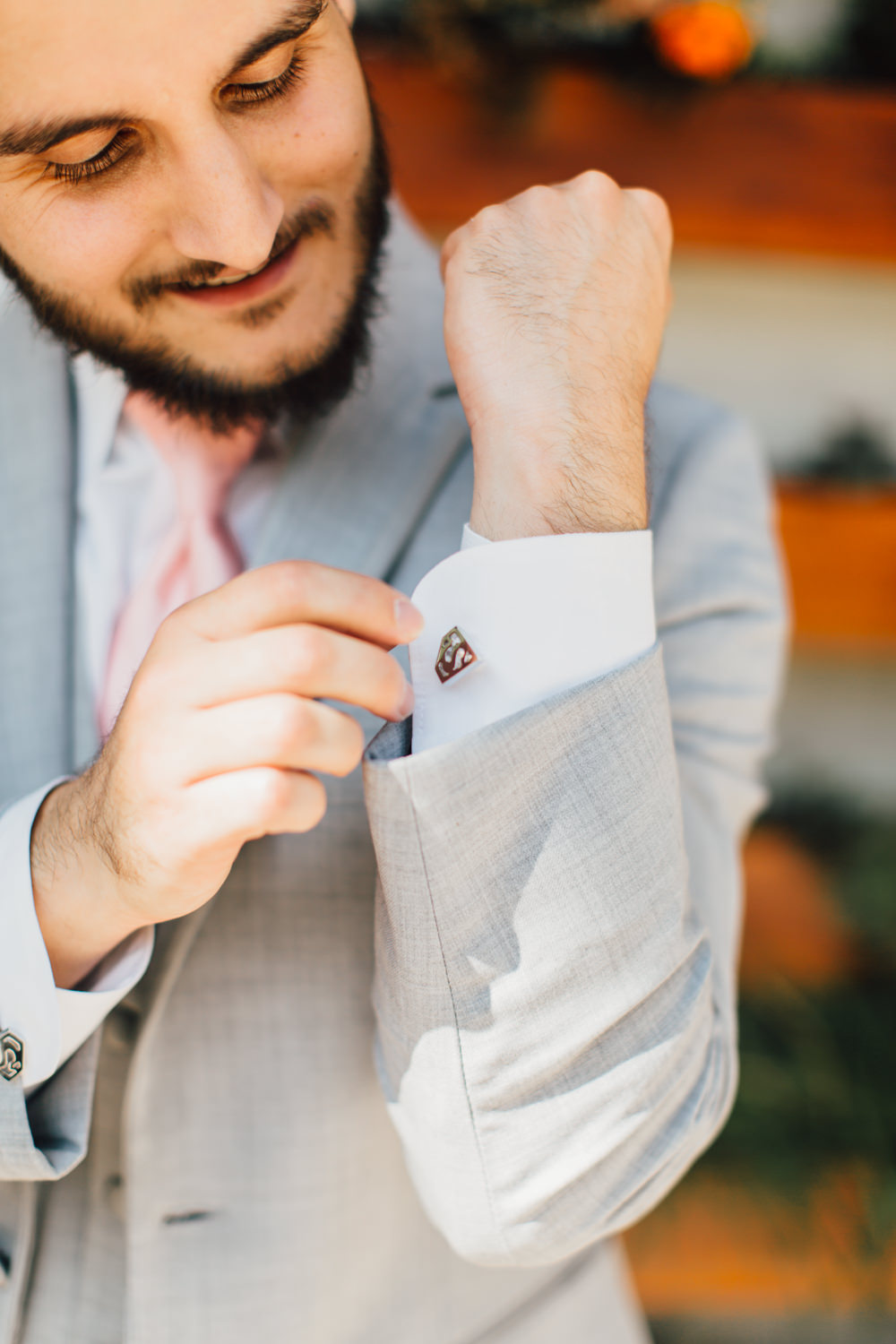 Groom Cufflinks Superhero Superman Emotional Outdoor Wedding Laura Memory Photography