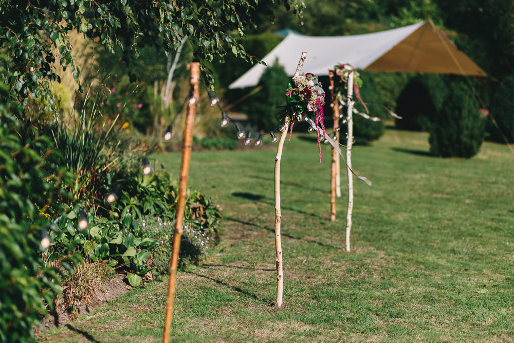 Festoon Lighting Stakes Flowers Floral Farm Wedding Jessica O'Shaughnessy Photography