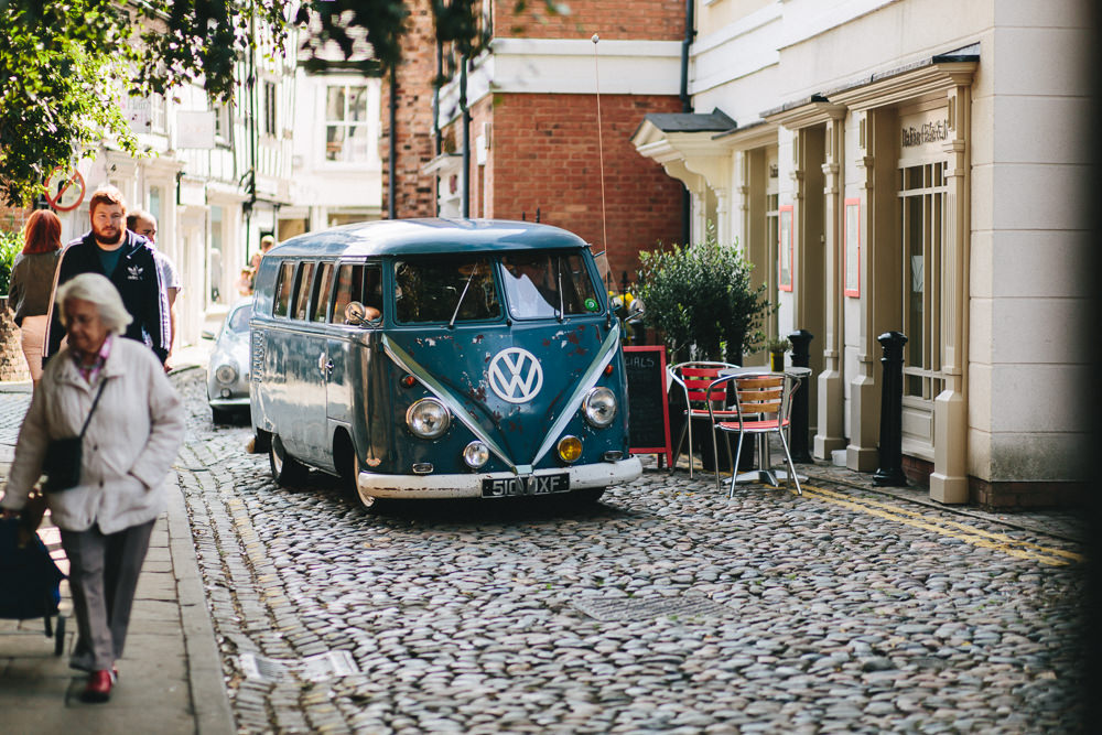 VW Campervan Transport Vintage Floral Farm Wedding Jessica O'Shaughnessy Photography