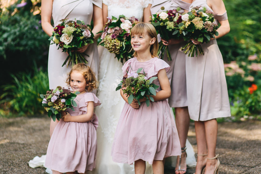 Bridesmaids Flower Girls Pink Mushroom Bouquet Floral Farm Wedding Jessica O'Shaughnessy Photography
