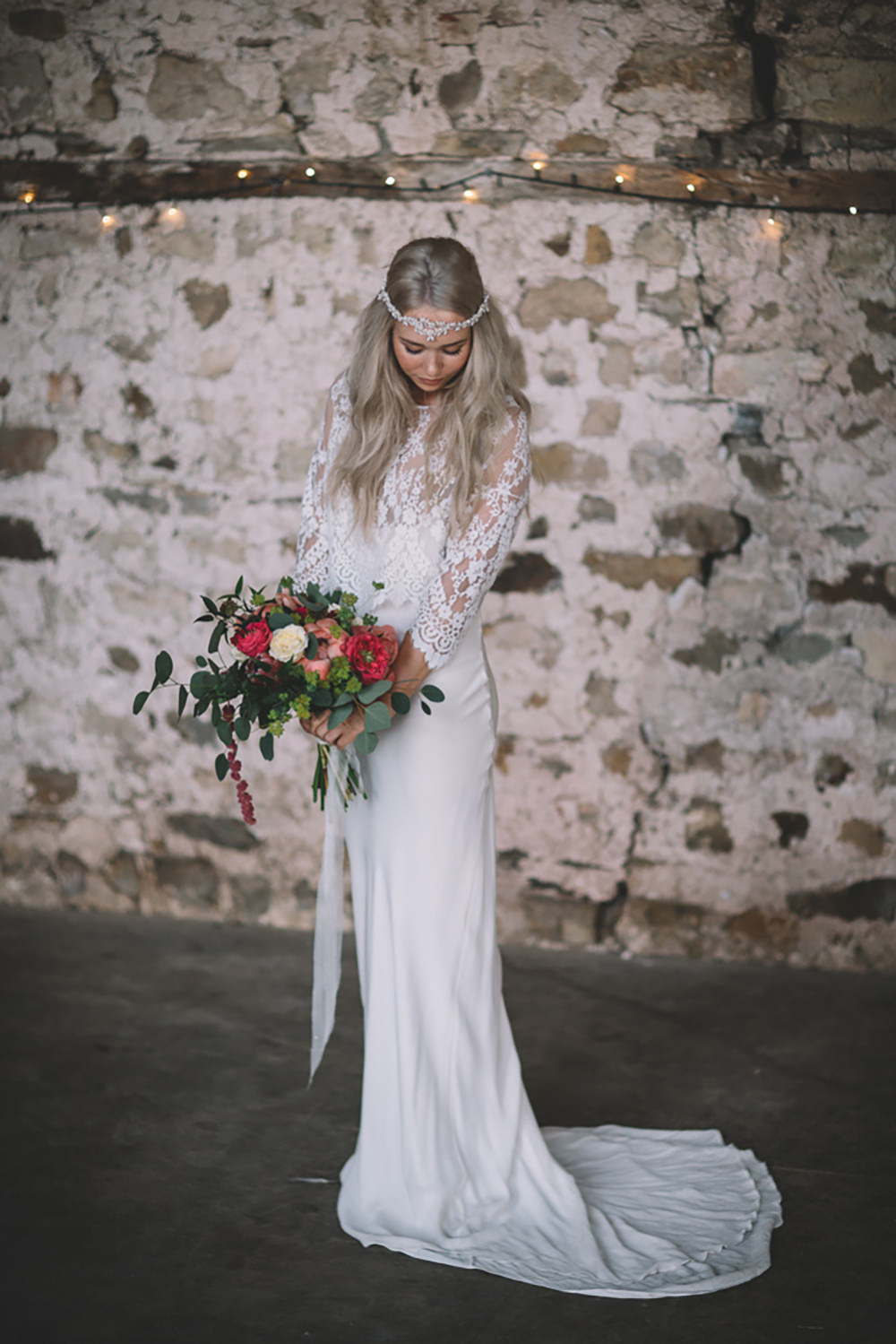 Bride Bridal Dress Gown Two Piece Seperates Lace Top Train Bohemian Free Spirited Wedding Ideas Woodland Lumiere Photographic