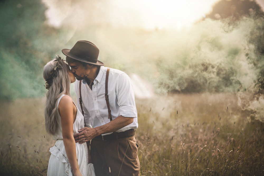 Smoke Bombs Bride Groom Portraits Photos Free Spirited Wedding Ideas Woodland Lumiere Photographic