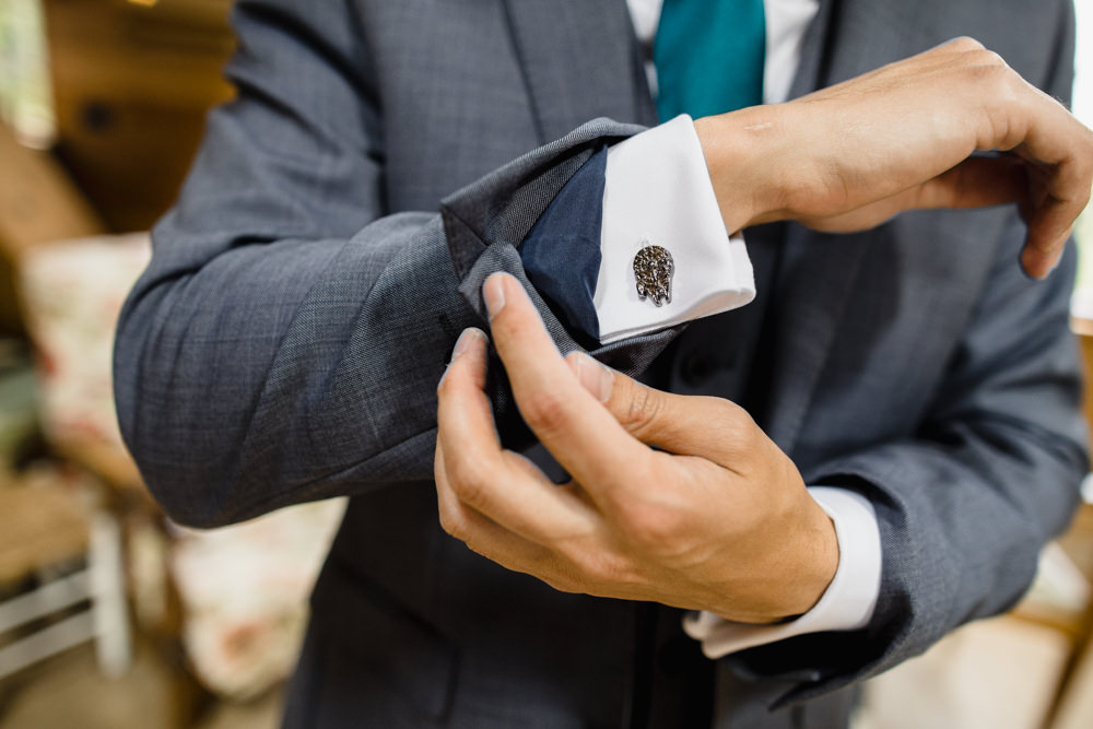 Groom Cufflinks Fun Laughter Relaxed Wedding Chris Barber Photography