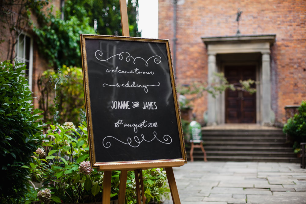 Welcome Sign Board Black Chalk Fun Laughter Relaxed Wedding Chris Barber Photography