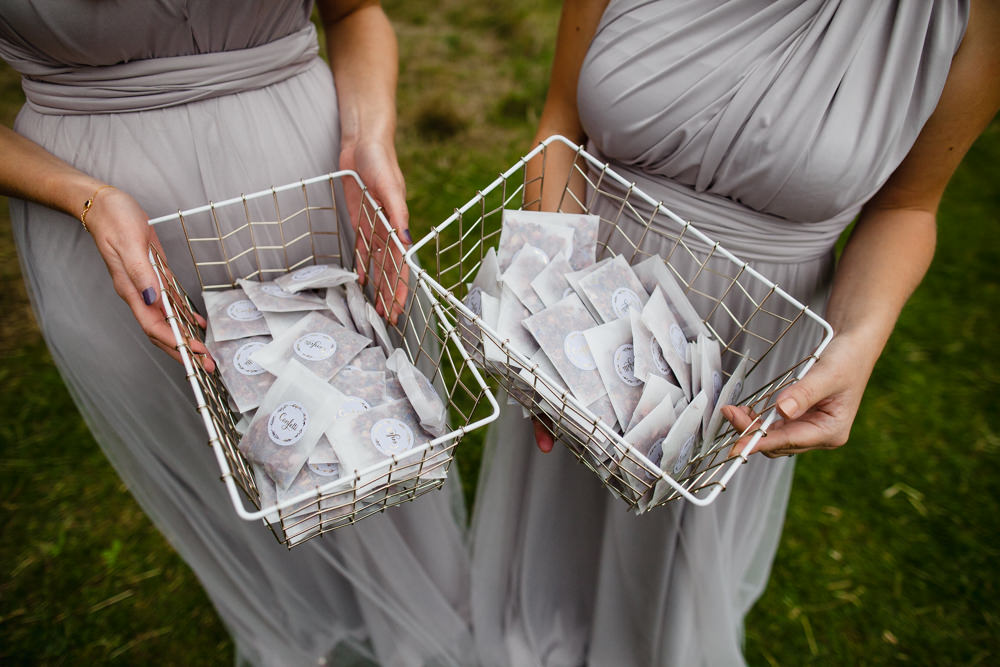 Confetti Basket Glassine Envelopes Petals Dried Fun Laughter Relaxed Wedding Chris Barber Photography