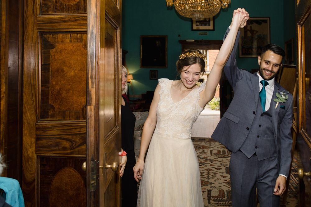 Kula Tsurdiu Dress Gown Bride Bridal Cap Sleeves Lace Fun Laughter Relaxed Wedding Chris Barber Photography