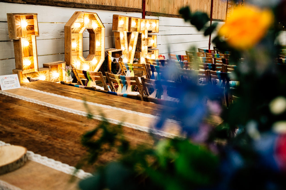 Love Light Up Sign Wooden Cirucs Fun Quirky Colourful Wedding Fairclough Studios