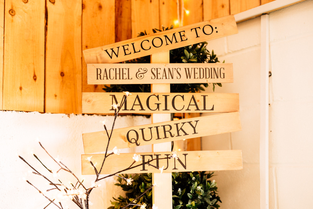 Signage Wooden Signpost Light Up Twigs Fun Quirky Colourful Wedding Fairclough Studios