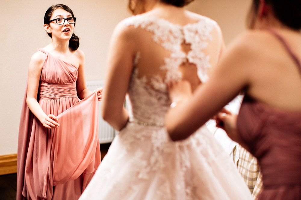 Bride Bridal Pink Multiway Dress Young Bridesmaid Fun Quirky Colourful Wedding Fairclough Studios