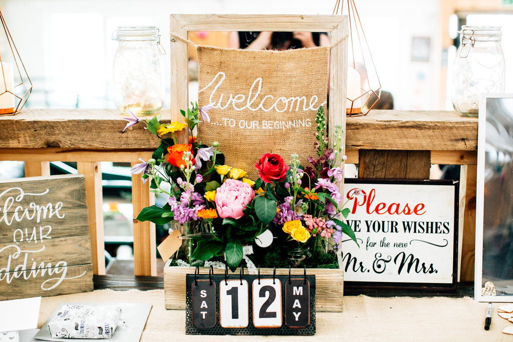 Welcome Hessian Sign Table Guestbook Fun Quirky Colourful Wedding Fairclough Studios