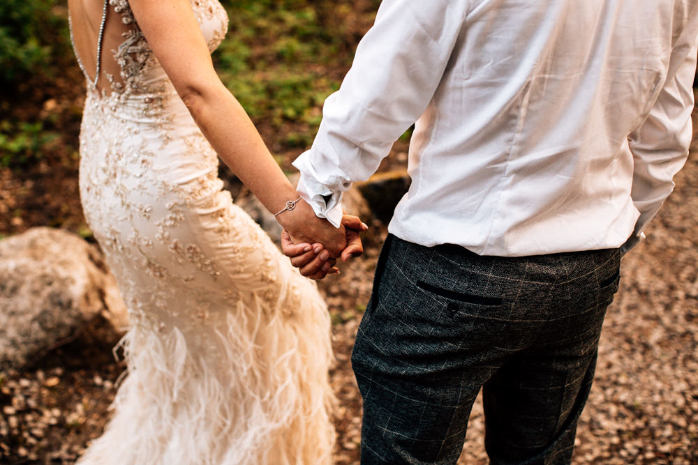 Dress Gown Bride Bridal Enzonai Feathers Veil Skirt Gamekeepers Inn Wedding Fairclough Studios