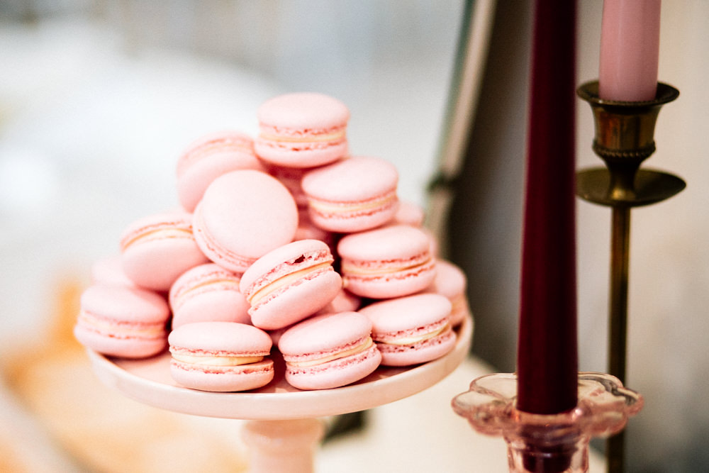 Pink Macarons Gamekeepers Inn Wedding Fairclough Studios