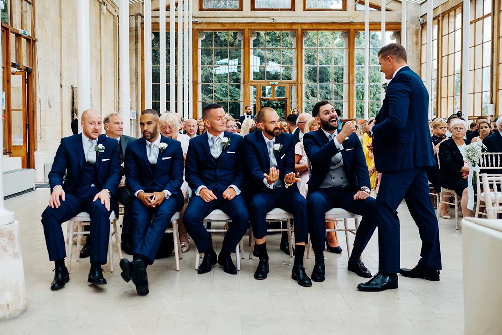 Navy Suit Groomsmen Waistcoat Three Piece Kew Gardens Wedding Marianne Chua Photography