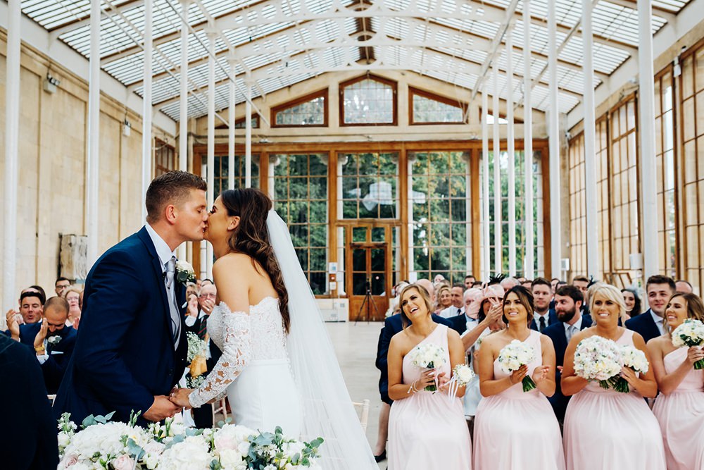 Bride Bridal Pronovias Sweetheart Neckline Detached Sleeves Fishtail Three Piece Suit Groom Waistcoat Double Breasted Veil Kew Gardens Wedding Marianne Chua Photography
