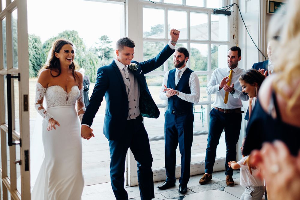 Bride Bridal Pronovias Sweetheart Neckline Detached Sleeves Fishtail Three Piece Suit Groom Waistcoat Double Breasted Kew Gardens Wedding Marianne Chua Photography