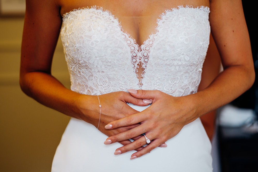 Bride Bridal Pronovias Sweetheart Neckline Lace Fishtail Kew Gardens Wedding Marianne Chua Photography
