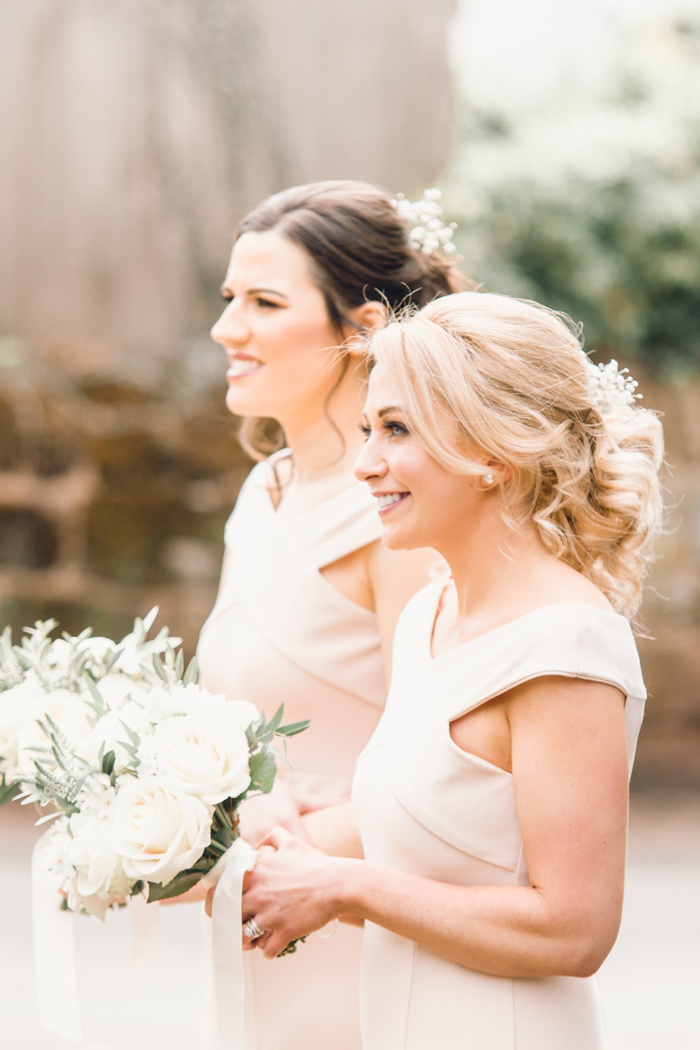 Bridesmaids Dress Dresses Pale Pink Long Maxi Hair Style Llanrhaeadr Springs Wedding Jessica Reeve Photography
