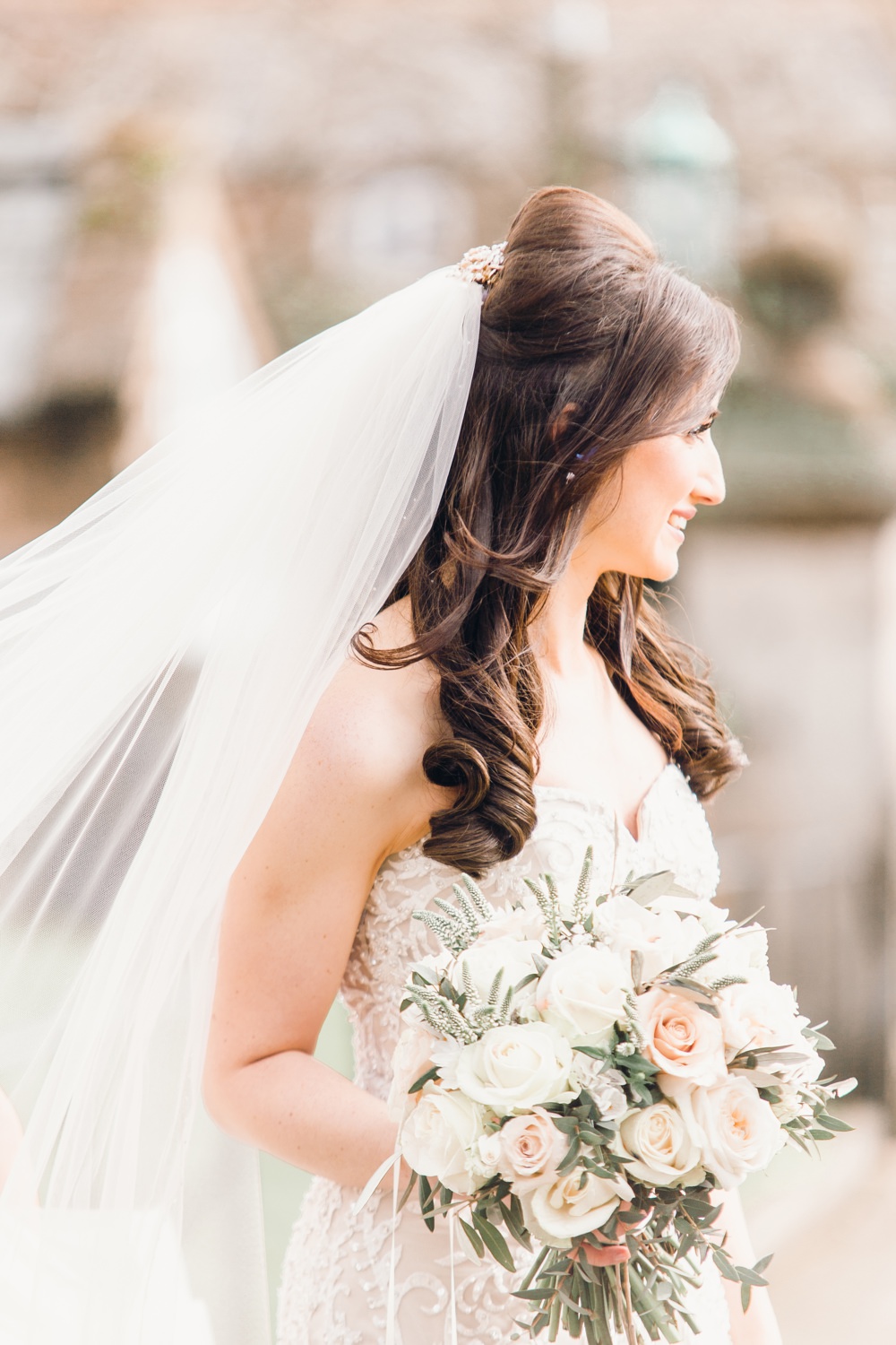 Bride Bridal Make Up Hair Veil Waves Llanrhaeadr Springs Wedding Jessica Reeve Photography