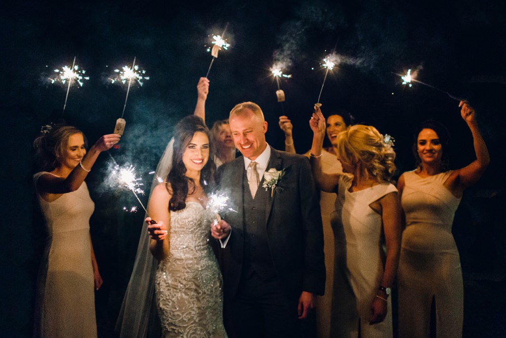 Sparkler Exit Send Off Evening Llanrhaeadr Springs Wedding Jessica Reeve Photography