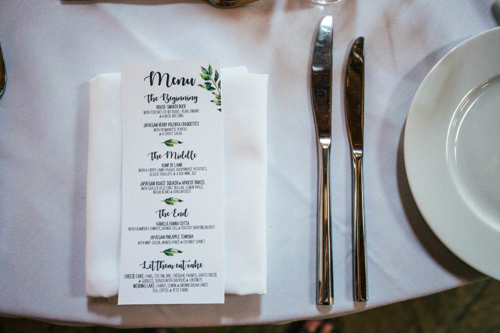 Botanical Greenery Foliage Stationery Menu Long Barn Wedding Three Flowers Photography