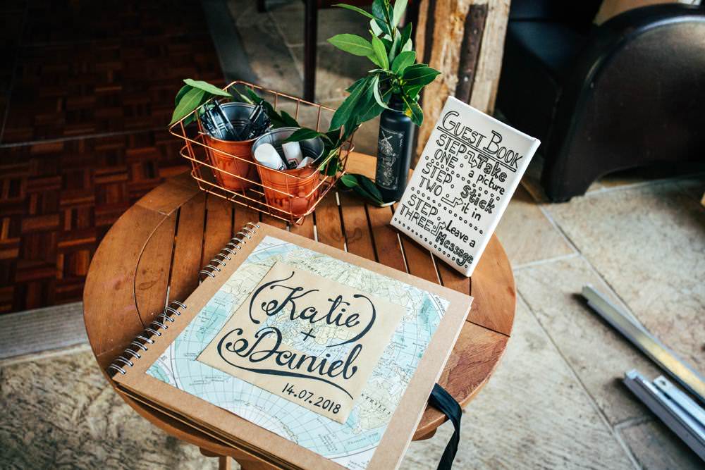 Travel Map Guest Book Long Barn Wedding Three Flowers Photography