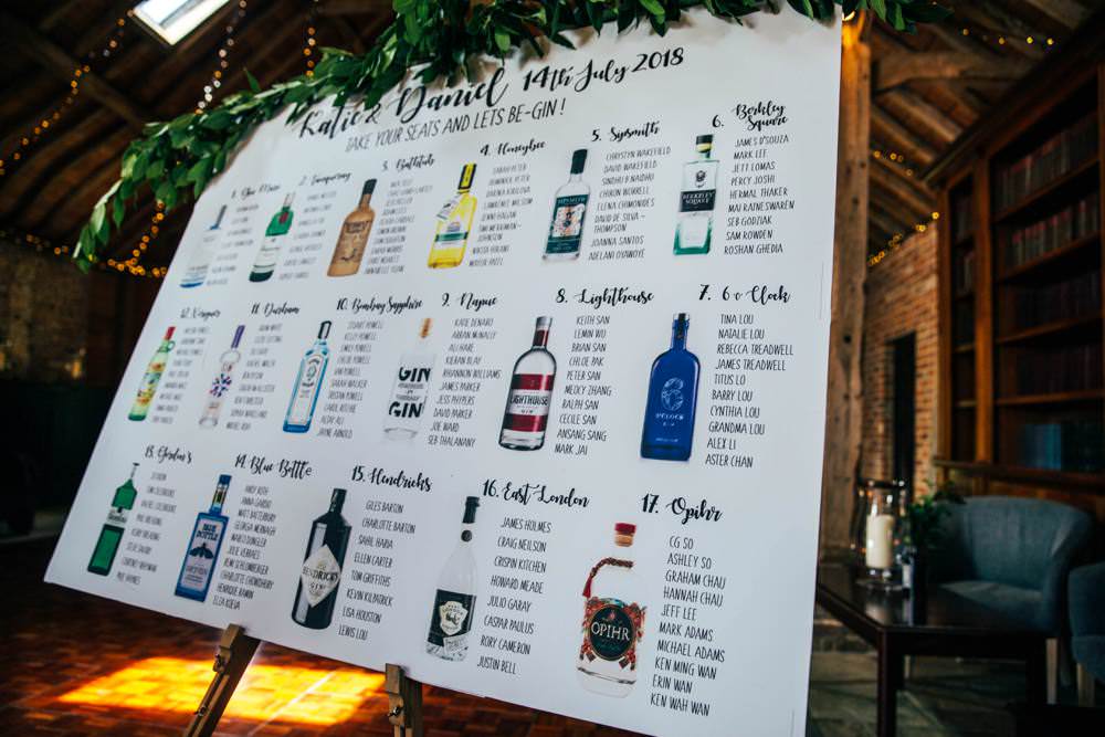 Gin Seating Plan Table Chart Long Barn Wedding Three Flowers Photography