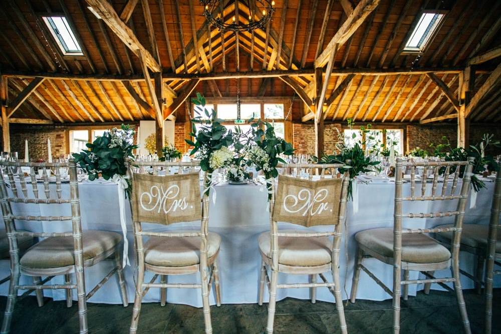 Hessian Burlap Chair Signs Long Barn Wedding Three Flowers Photography
