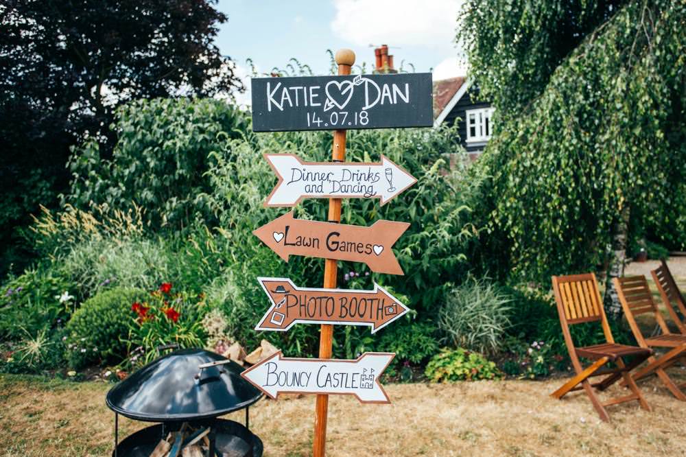 Sign Post Directions Long Barn Wedding Three Flowers Photography