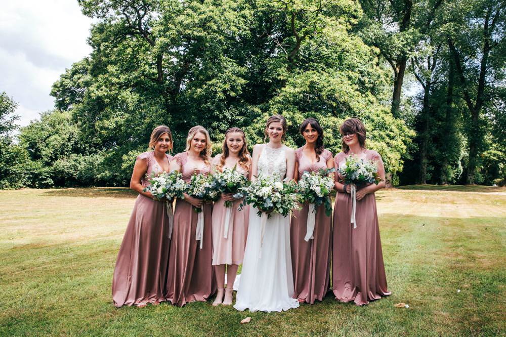 Dusky Pink Long Maxi Bridesmaid Dresses Long Barn Wedding Three Flowers Photography