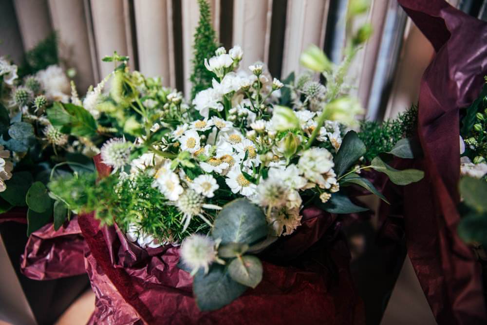 Bouquet Flowers Bride Bridal Thistle Greenery Foliage Long Barn Wedding Three Flowers Photography