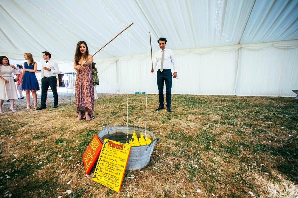 Hook a Duck Fete Game Long Barn Wedding Three Flowers Photography