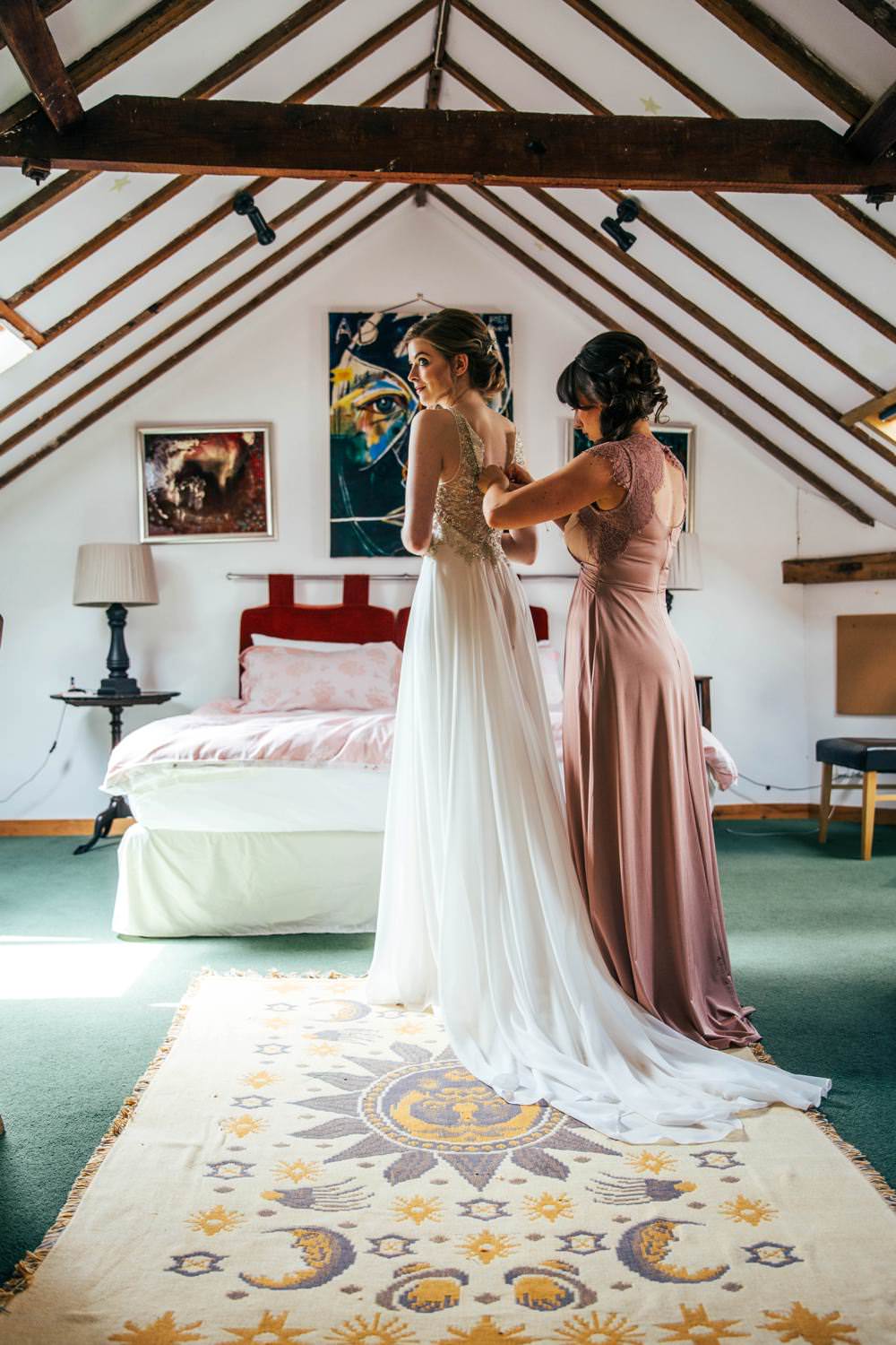 Dress Gown Bride Bridal Tulle Train Embellished Illusion Back Long Barn Wedding Three Flowers Photography