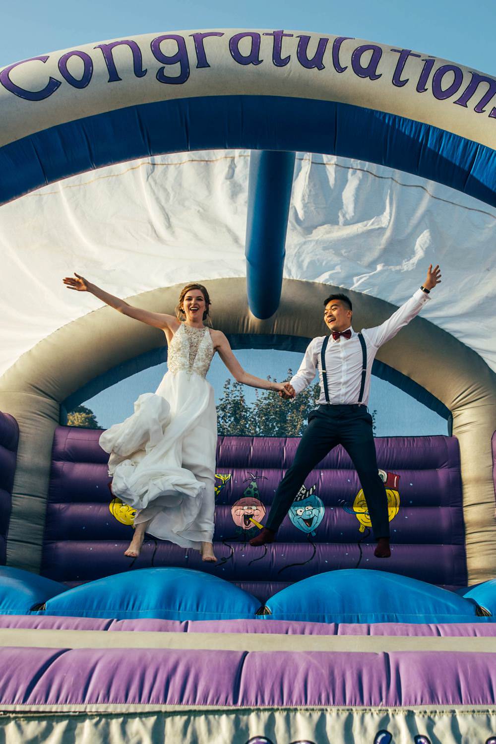 Bouncy Castle Long Barn Wedding Three Flowers Photography