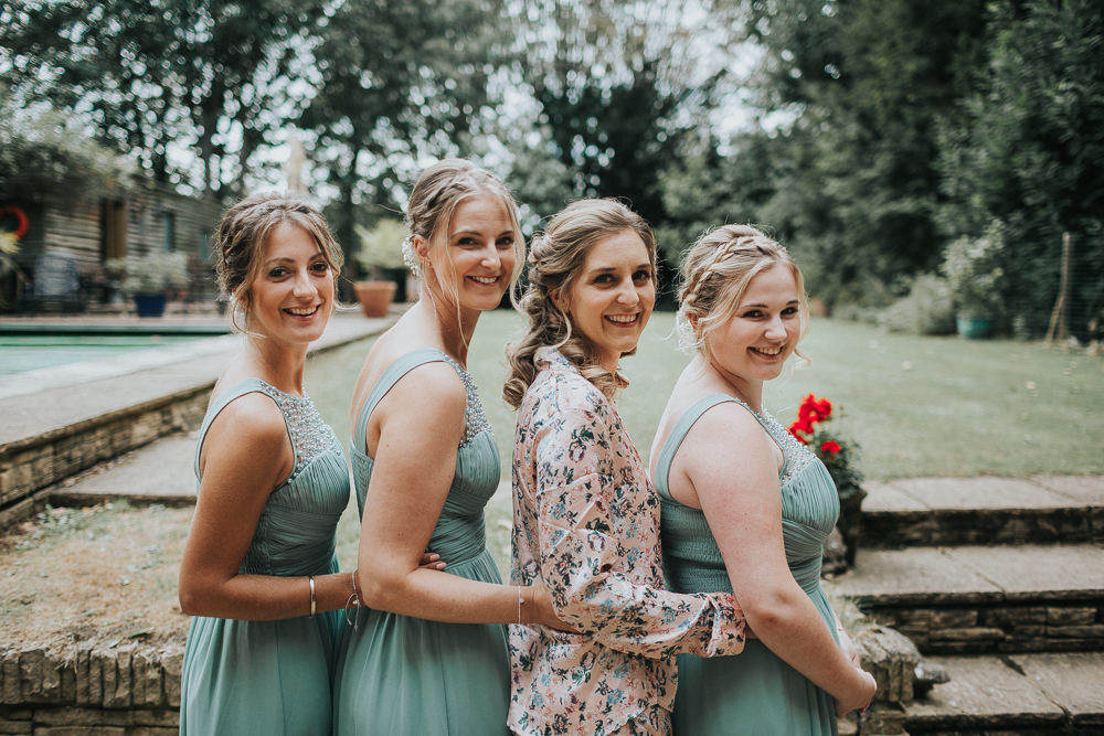 Getting Ready Bride Bridal Bridesmaids Sage Green Beaded Plait Braid Loseley Park Wedding Kit Myers Photography