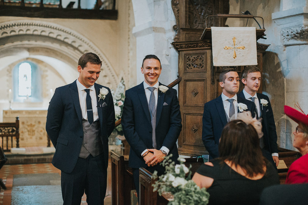 Three Piece Suit Navy Grey Waistcoat Groom Loseley Park Wedding Kit Myers Photography